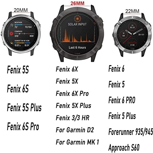 Ganyuu 26mm Berbine za satove od nehrđajućeg čelika za FENIX 3 3HR Lako puštanje metalnih remena za Fenix ​​6x 6 6S Pro 5 Plus SmartWatches