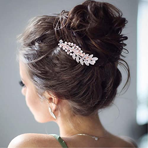 Allereyae Crystal Pearl vjenčani klip za kosu bareta kristala listova za kosu za kosu Zlatni Bling svadbene head-headpede ukrasne