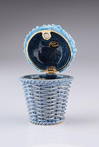 Keren Kopal plavi cvjetovi u košarici Faberge stilskoj kutiji za stinkiranje kućnog dekora dekorativna kutija
