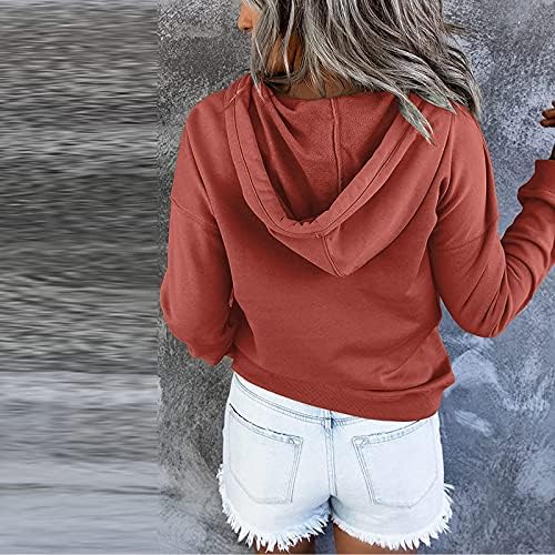 Ženske dukseve pulover vrši ležerne tipke niz džep dugih rukava dukseri