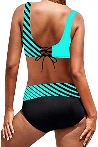 Ženski dvodijelni bikini setovi visoko struk Spaghetti Strup kupaći kostim poprečno underwire Beachwimwebrowwer tankini set