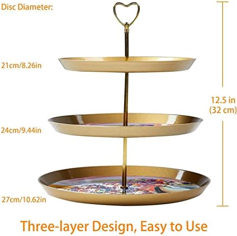 Stalak za torte sa zlatnim ladicom za posluživanje, 3 slojna stajališta sa okruglim kolačem za čišćenje, držač za cupca za odvod desert