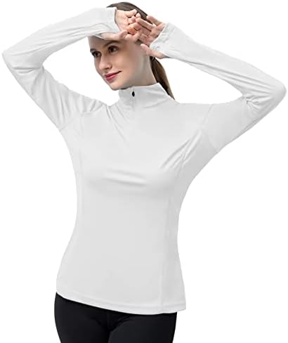 Ženska aktivna suho-fit četvrtina zip dugih rukava UPF 50+ Zaštita od sunca Workout Vanjske UV majice sa rupama od palca