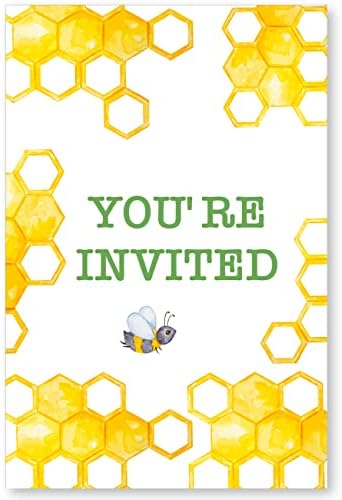 SOICEU Slatke akvarelne akvarele medeni pčelinji prvi rođendan Poziv sa kovertama od 20 Bumble Bee prvi rođendan Poziv