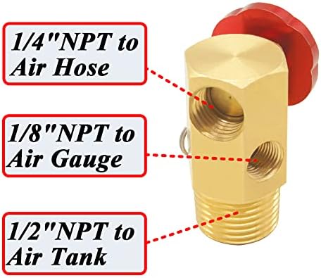 Qolekog razvodnik rezervoara za vazduh 1/2NPT rezervoar 1/4NPT crevo 1/8 NPT merač sa priključkom za punjenje ventila za rasterećenje