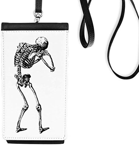 Backside Human Skeleton Sketch Telefon novčanik torbica Viseća mobilna torbica Crni džep
