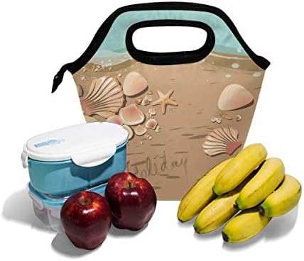 Heoeh Starfish Conch torba za ručak na plaži Cooler Tote Bag izolovana kutija za ručak sa patentnim zatvaračem torba za školski ured