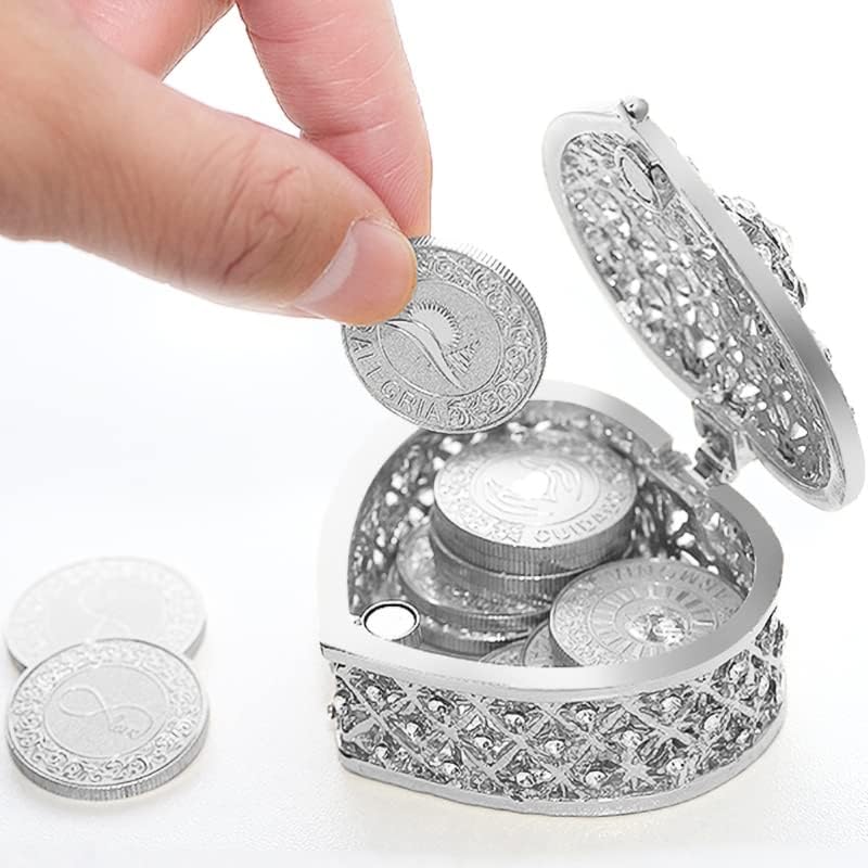 Tingku španjolski srebrni ujedini novčići za vjenčanje u Arras de Bodas Wedding Arras Coins ceremonija Suveniri Pribor sa kutijom
