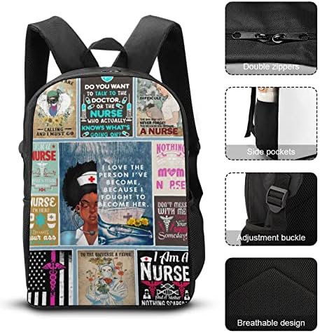 Ruksak za medicinsku sestru 17 inča Cool Serse Tematski ruksak lagani vodootporni ruksaci za laptop Ležerne prilike za djevojke Žene
