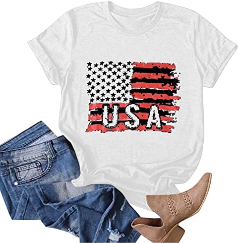 Patriotske majice za ženske košulje za zastave Ljetni casual vrhovi kratkih rukava majica majica Patriot Comfy labave tinele