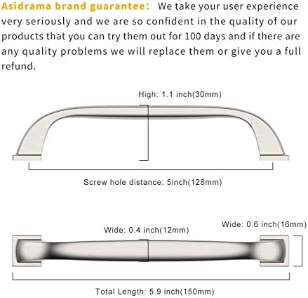 Asidrama 10 pakovanja 5 inča četkani satenski nikl kuhinjski orlovke, ormar vuče kuhinjski ormar Hardverske organe ručke ručke za