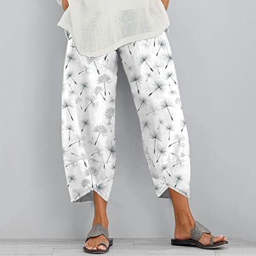 Wocachi ženski dandelion Print Harem Capri hlače sa džepovima labave dno palazzo pantalone casual široke pantalone za noge
