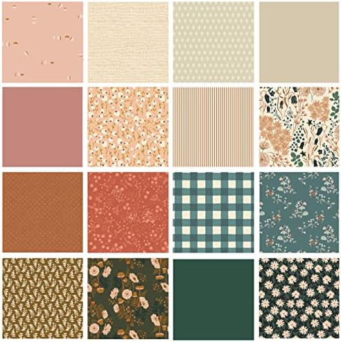 Under the Trees Curated Bundle | Boho Quilt Fabrics | Sienna Green Orange Floral Quilt | Earthy Colors / Various AGF Prints and Solids