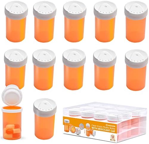 Wisesorb 6 Dram, 12kom, bočica za pilule sa poklopcem za sušenje, bočica za lijekove, bočice za pilule prazne sa kapicama, prazne
