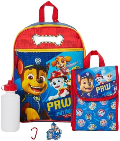 RALME Nickelodeon Paw Patrol ruksak sa kompletom torbe za ručak za djecu, 16 inča, set vrijednosti od 5 komada