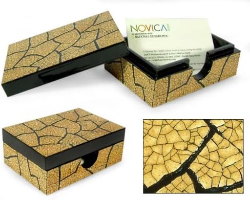 Novica Lacquerware Mango Dekorativna kutija za drvo, Bež 'Crackled Gold'