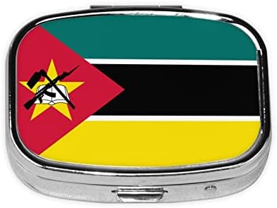 Zastava Mozambika kvadratna Mini kutija za pilule putni odjeljci za lijekove Organizator Prijenosna metalna futrola za pilule