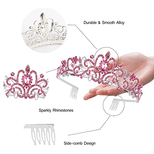 CURASA Pink Crystal Tiara slatke Krune za žene princeza kruna Rođendanska kruna za djevojčice vjenčana traka za glavu slatka djeca