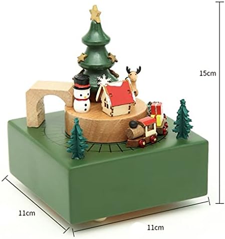Hmggdd Wood Carousel Božic Božićska kutija Poklon Početna Pokretanje Retro drvena dekoracija Muzička kutija