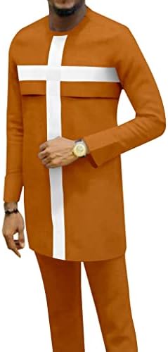 Xsion afrička odjeća za muškarce 2 komada set Dashiki kaputi i hlače Ruhajte tradicionalno odijelo s dugim rukavima