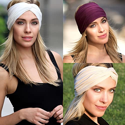 10 komada široke trake za glavu za žene veliki Boho Turban traka za kosu Twist Knotted Stretchy Headwrap yoga Sport Hair Accessories