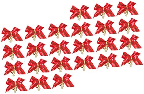 Gadpiparty Christmas Bow de para veliko crvene vrpce Nativnost Dekor 48 kom Božićno drvsko ruk ukrament Božić Bell ukras Candy Box