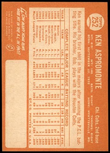 1964 TOPPS # 252 Ken Aspromonte Chicago Cubs Ex / MT MUBI