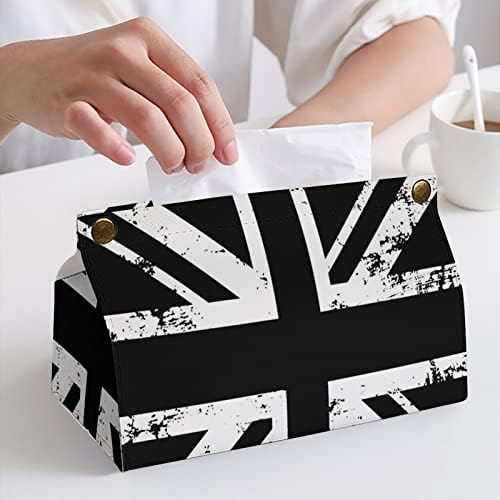 Bijela i crna britanska zastava tkiva pokriti PU kožnog tkiva tkiva držač pravokutnog lica Organizator papira