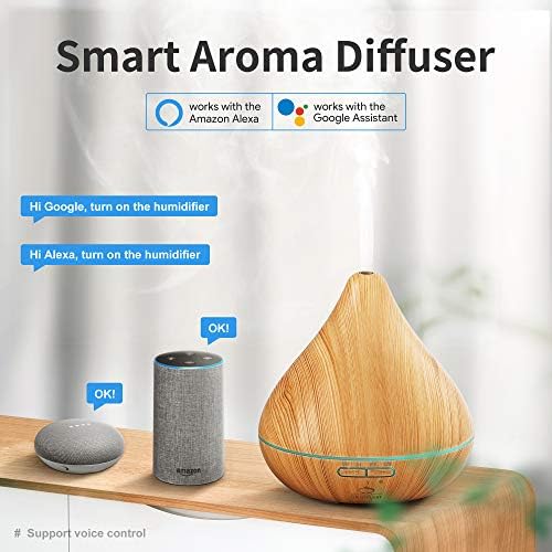 GX.DiffUser Smart Essential Oftno ulje, Kontrola aplikacija Kompatibilan je s Alexa i Google Hom Dom, 300ml Aroma ovlaživač Cool Atomizer