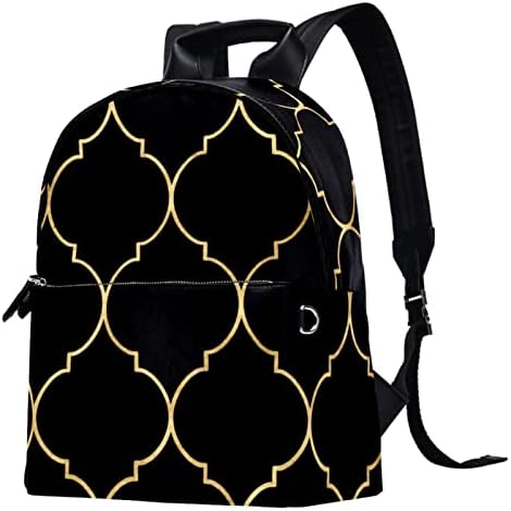 Tbouobt kožna putni ruksak lagani laptop ležerni ruksak za žene muškarci, crni zlatni vintage uzorak moderni