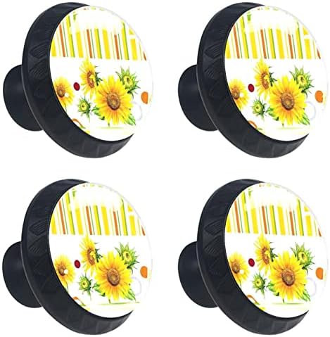 Kraido Sunflower Color Stripes uzorak ladica za ladice 4 komada okrugla gumb ormara sa vijcima pogodnim za kućni ured kupaonica Ormar