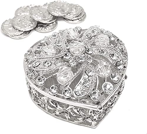 Oblik srčanog udjela Sanjty Coins - Arras de Boda - Kutija s ukrasnim kristalnim kristalima Poklon kutija Sastavljanje sitnice Favorit