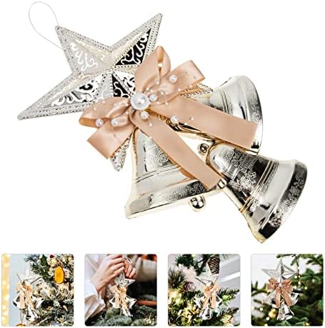 Aboofan 4pcs Božićni zvonik Xmas Jingle Bells Bow Plastic Silver Bells Decor Božićni privjesci za Božić Xmas