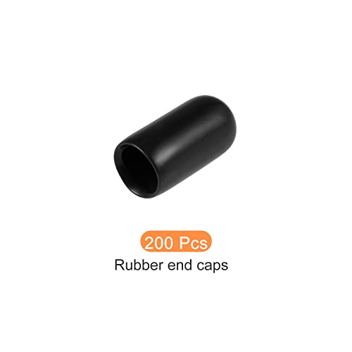 Rebower Screw thread Protector Cover gumeni završni poklopci, [za zavrtanj, vijak] - 1/4 ID / Crni / 200 kom