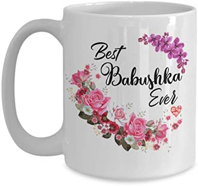 Creator's Cove Babushka šolja najbolja baka ikada šolja ruske cvjetne šoljice za kafu, Grandom šolja cvijet šolje za kafu od unuke