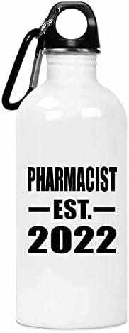 DesignSify Farmaceist Ests Est. 2022, 20oz Vodeni boca od nehrđajućeg čelika Izolirani prevoz, pokloni za rođendan godišnjica Božićne