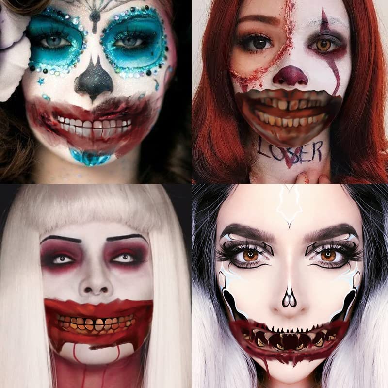 Halloween Privremene tetovaže, Halloween Prank šminka Privremena tetovaža, Halloween Clown Horror usta lažne tetovaže vodootporne