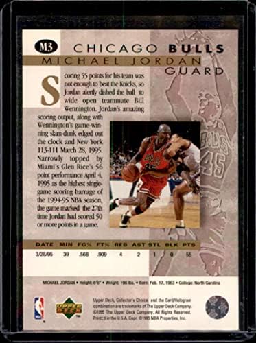 1995-96 Kolekcionarov izbor Jordan on je leđa m3 Michael Jordan Nm-Mt Chicago Bulls Košarka