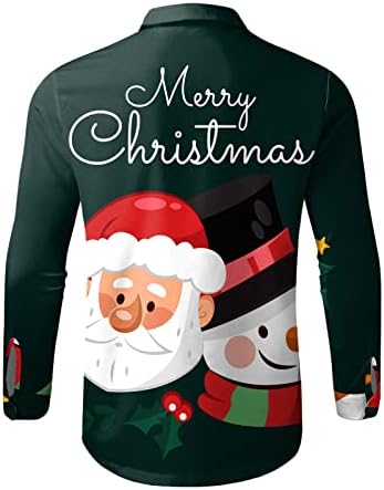 ZDDO božićne muške dugih rukava dolje majice, smiješne Xmas Santa Claus Shirt Majica Grafičke majice