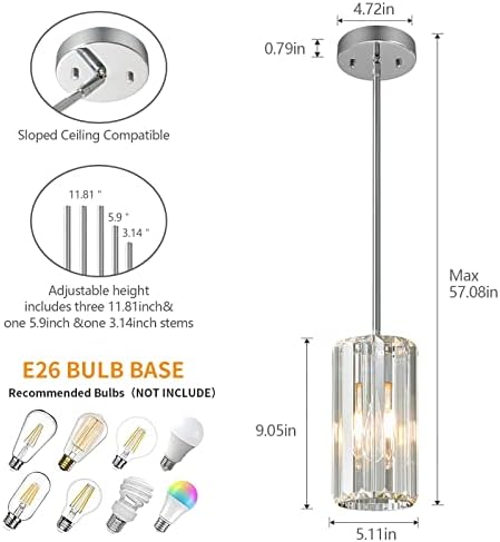 zhllmq Chorme privjesak rasvjeta Moderna Privjesna lampa Mini kristalni lusteri podesivi privjesak lampa za kuhinjsko Ostrvo trpezarija