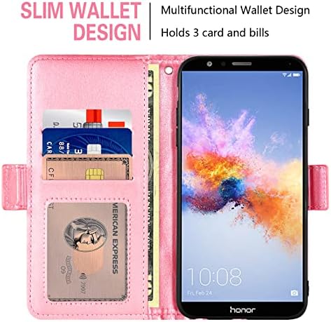 Kompatibilno sa Huawei Mate se / Honor 7x futrolom za novčanik i postoljem za držač kartica od kaljenog stakla magnetna kožna Navlaka