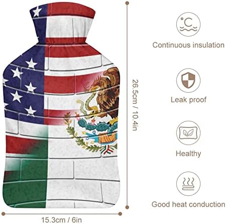 US Mexico Zastava Granični zid plišana ubrizgavanje ubrizgavanja gume vruće vodene vrećice Prijenosne boce za toplu vodu Topla ručna