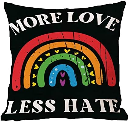 LGBTQ Rainbow Gay Lesbian Pride Backing Jastuk Više Ljubav Manje mržnje Jastuk Case Cover Cover Cover Valentinovo Decortaive jastučnice