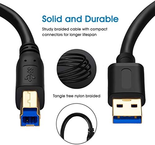 Jelly Tang USB 3.0 kabl a muški na B muški 25Ft, Superspeed USB 3.0 A-B / A muški na B muški kabl-za skener, štampače, desktop eksterne