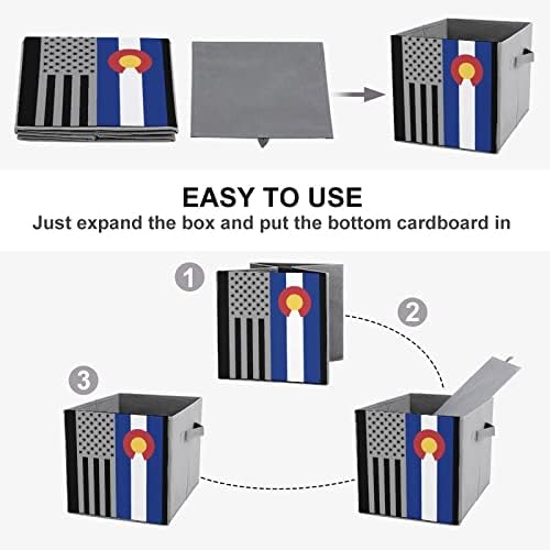 AMIRICAN Colorado Flag PU kožna sklopiva skladišta Canvas Cube Organizator košara s ručkama