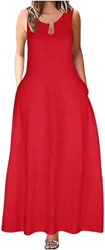 PVCS Ljetne haljine za žene 2023 rezervoar bez rukava s dugim rukavima Linijska ljuljačka Maxi haljina pune boje casual haljina s