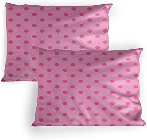 Ambesonne vruće ružičasto jastuk set od 2, klasičnog jednostavnog dizajna uzorka sa malim ružičastim tačkicama Djevojka, kvalitetna