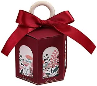 Colias Wing 20 kom. Šarene cvijeće Serija šesterokutna vjenčanje rođendan favorizirajte bombonske kutije sa drvenim prstenom-malim