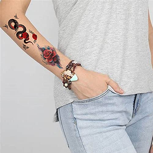 22 listova zmija cvijeća privremene tetovaže za žene muškarci realističke naljepnice za tetoviranje za odrasle 3D lažne temp tatoos