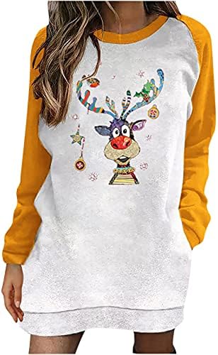 Ženska plus veličine Duks Božićni jelen Ispiši labavu casual pad bluza s dugim rukavima CrewNeck pulover za dame